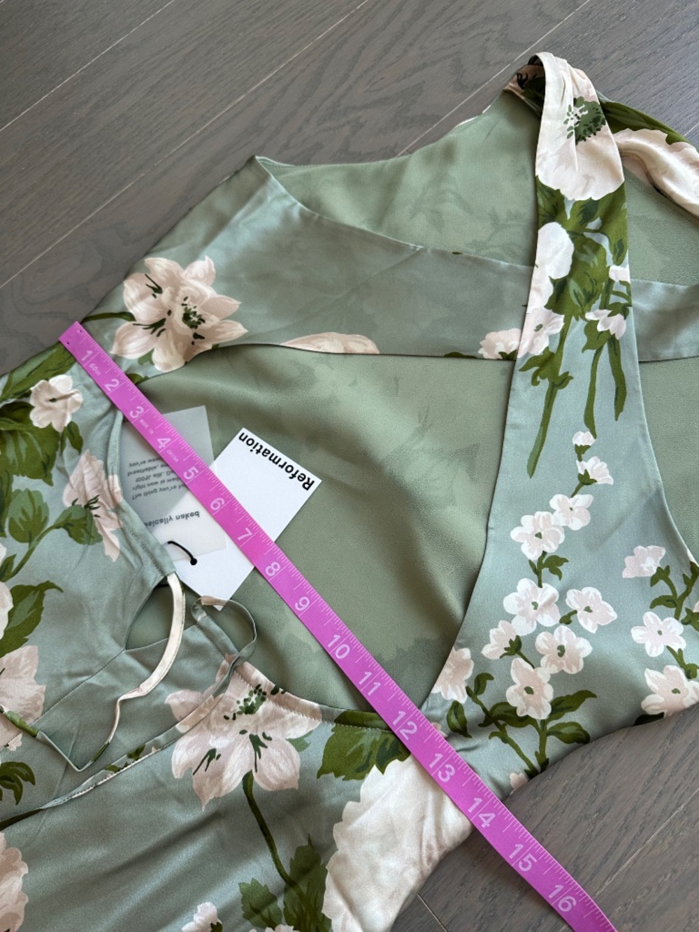Reformation ANAIIS Silk Maxi Dress Tarragon Green Floral - Size 0 - with tags - Picture 9 of 10